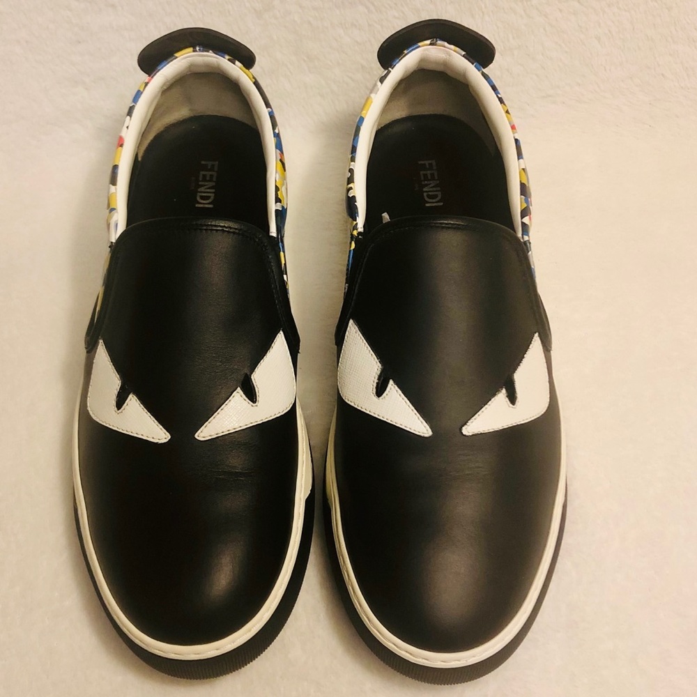 Fendi Monster Eyes Confetti Leather Skate Sneakers - Picture 2 of 8